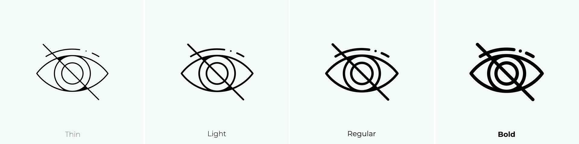 rot Auge Symbol. dünn, Licht, regulär und Fett gedruckt Stil Design isoliert auf Weiß Hintergrund vektor