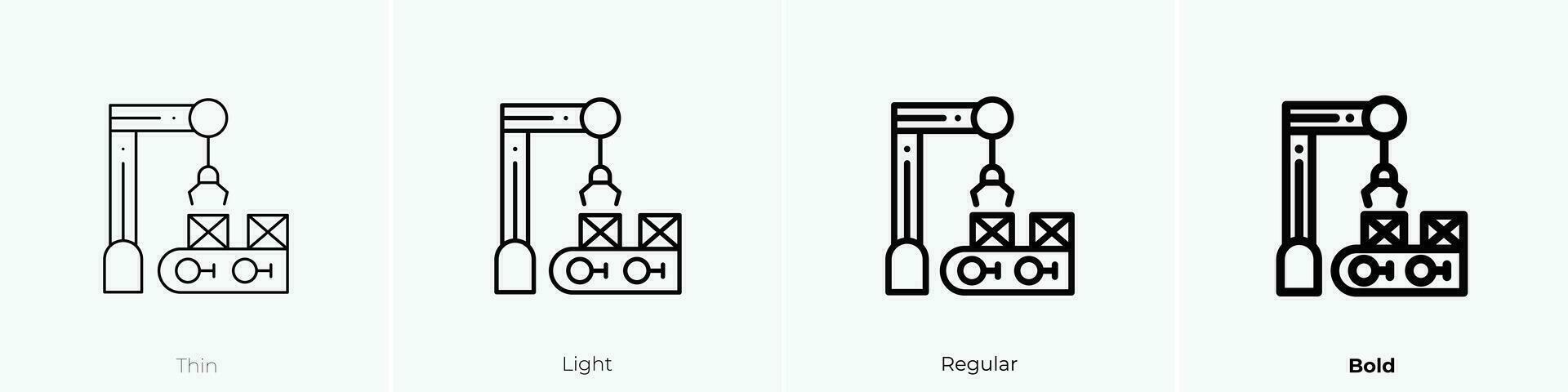 robot ärm ikon. tunn, ljus, regelbunden och djärv stil design isolerat på vit bakgrund vektor