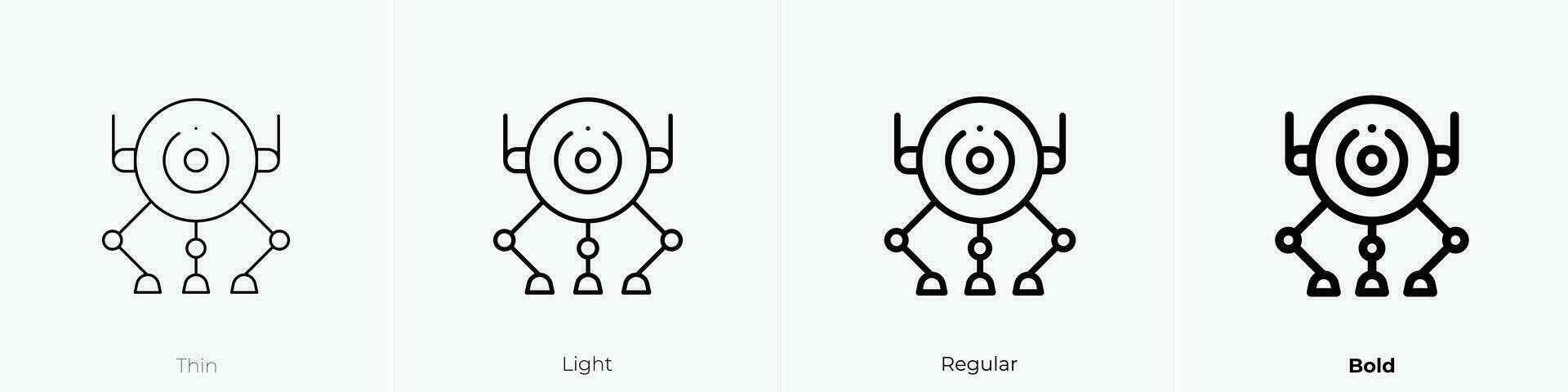 Roboter Symbol. dünn, Licht, regulär und Fett gedruckt Stil Design isoliert auf Weiß Hintergrund vektor