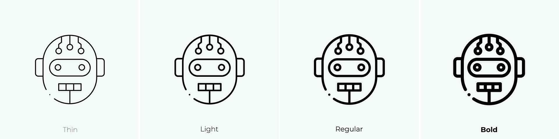 robot ikon. tunn, ljus, regelbunden och djärv stil design isolerat på vit bakgrund vektor