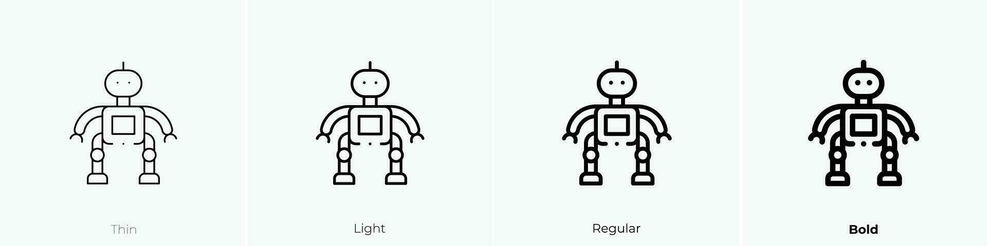 Roboter Symbol. dünn, Licht, regulär und Fett gedruckt Stil Design isoliert auf Weiß Hintergrund vektor