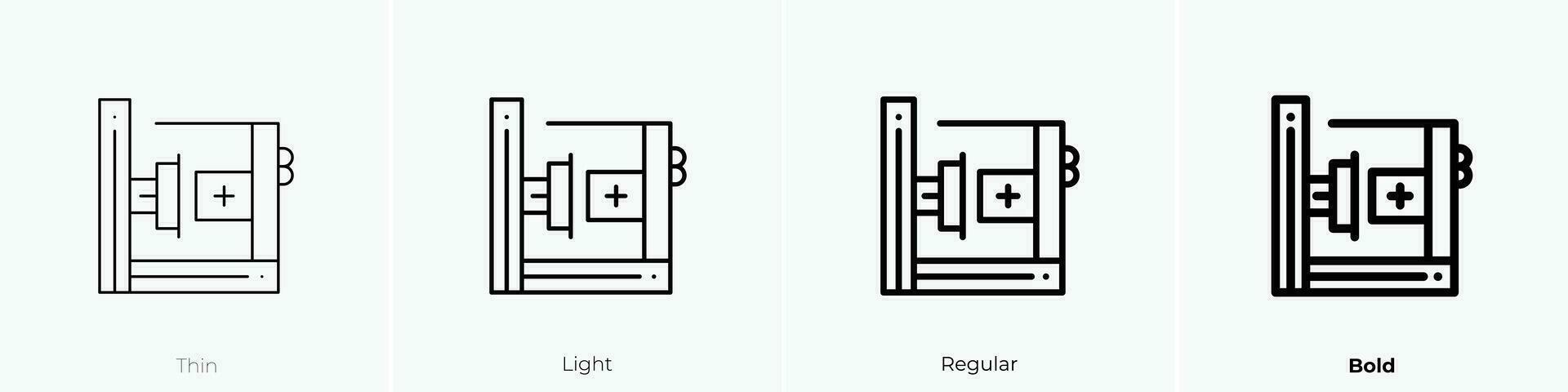 Roboter Arm Symbol. dünn, Licht, regulär und Fett gedruckt Stil Design isoliert auf Weiß Hintergrund vektor