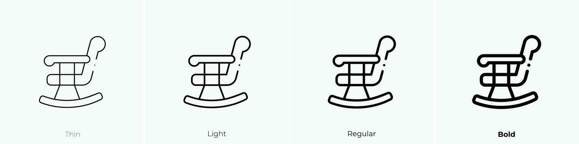 gungande stol ikon. tunn, ljus, regelbunden och djärv stil design isolerat på vit bakgrund vektor