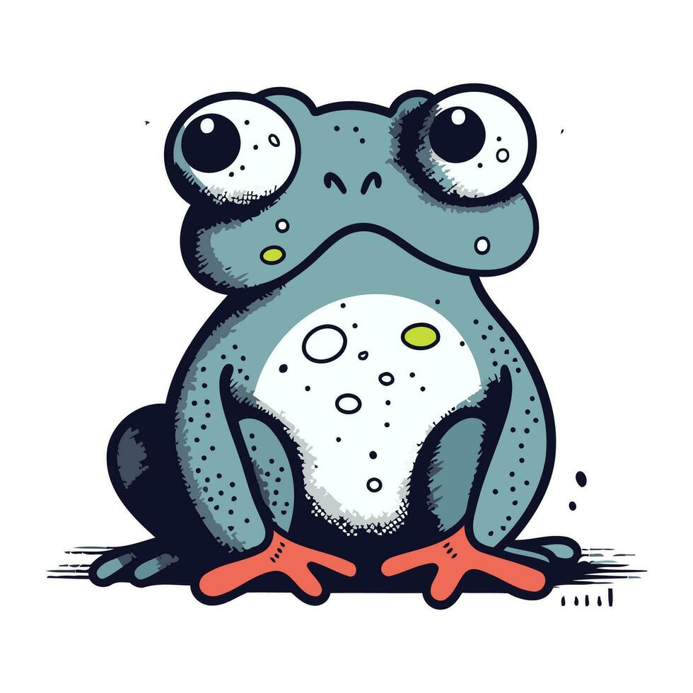 Frosch Sitzung auf das Boden. süß Karikatur Vektor Illustration.