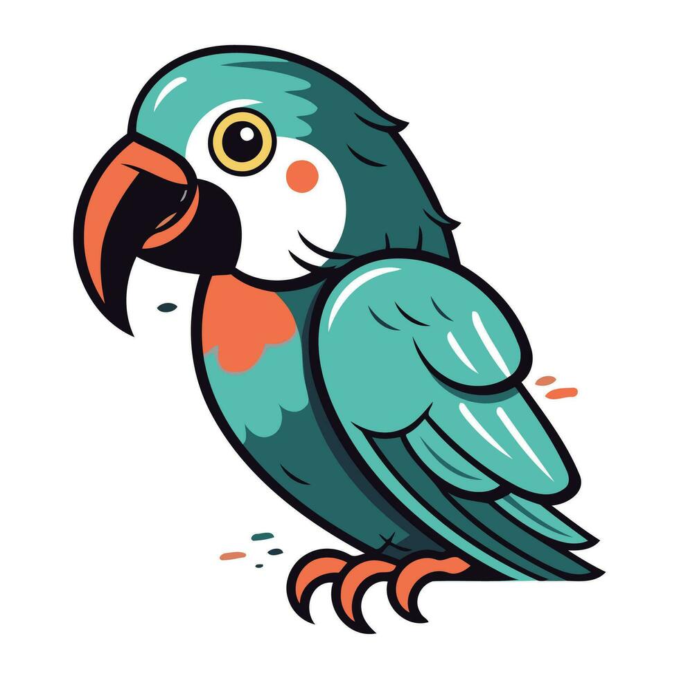 tecknad serie papegoja isolerat på en vit bakgrund. vektor illustration.
