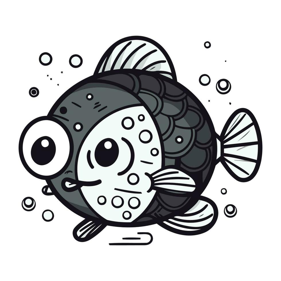 süß kawaii Fisch. Vektor Illustration im Karikatur Stil.