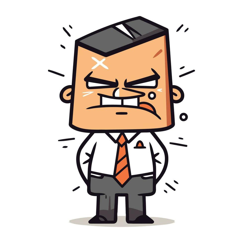 wütend Geschäftsmann Karikatur Vektor Illustration von Geschäftsmann Charakter