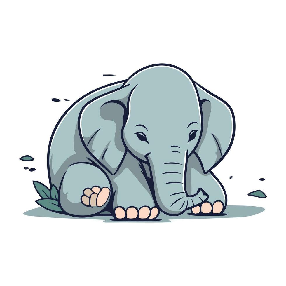 söt liten elefant. vektor illustration isolerat på en vit bakgrund.