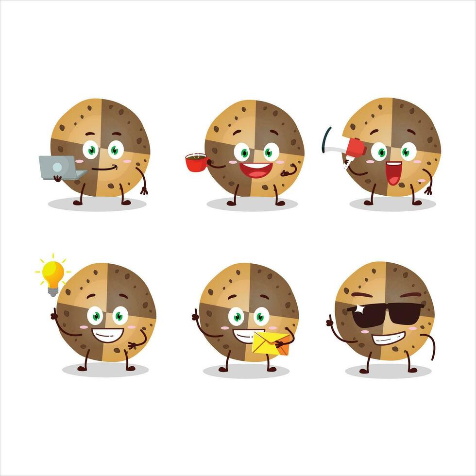 Schätzchen Kekse Karikatur Charakter mit verschiedene Typen von Geschäft Emoticons vektor