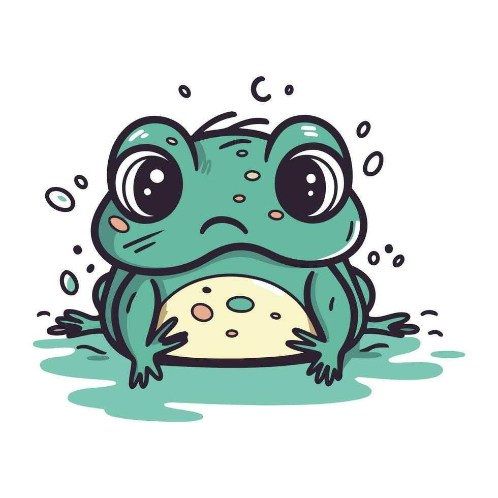 süß Karikatur Frosch. Vektor Illustration. isoliert auf Weiß Hintergrund.