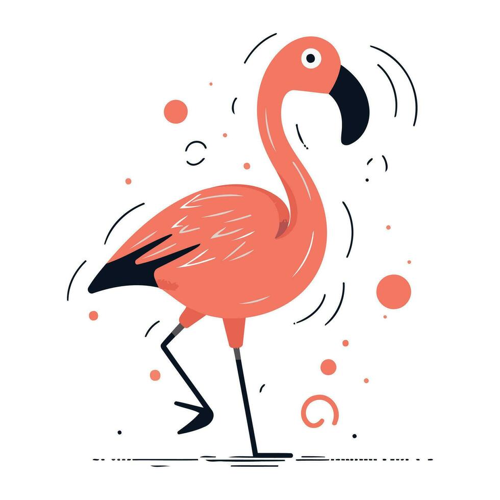 Flamingo. Vektor Illustration im eben Stil auf Weiß Hintergrund.