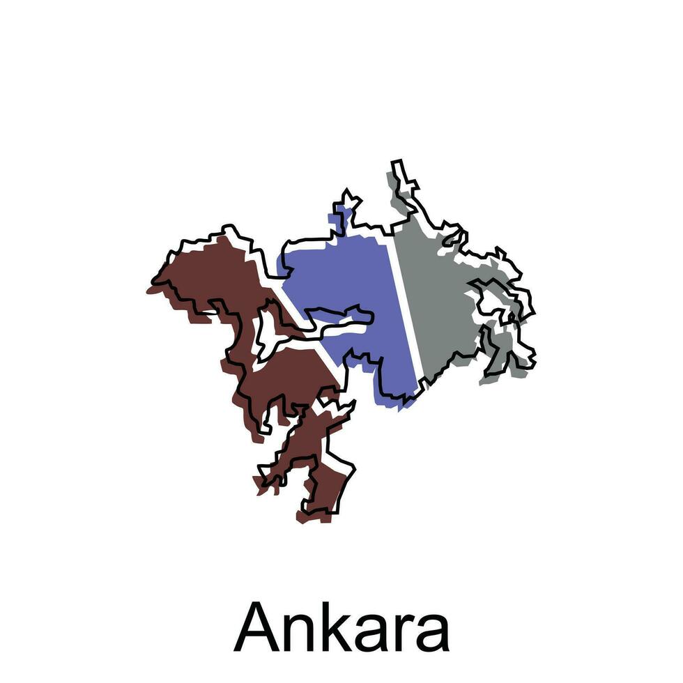 Karta stad av ankara design, vektor mall med översikt grafisk skiss stil isolerat på vit bakgrund