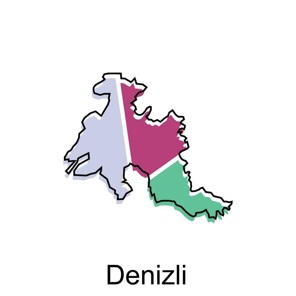 Karte Stadt von denizli Design, Vektor Vorlage mit Gliederung Grafik skizzieren Stil isoliert auf Weiß Hintergrund