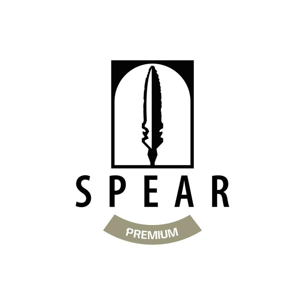 Speer Logo, Pfeilspitze Waffe Design Jagd Speer einfach Jahrgang retro rustikal minimalistisch Konzept vektor
