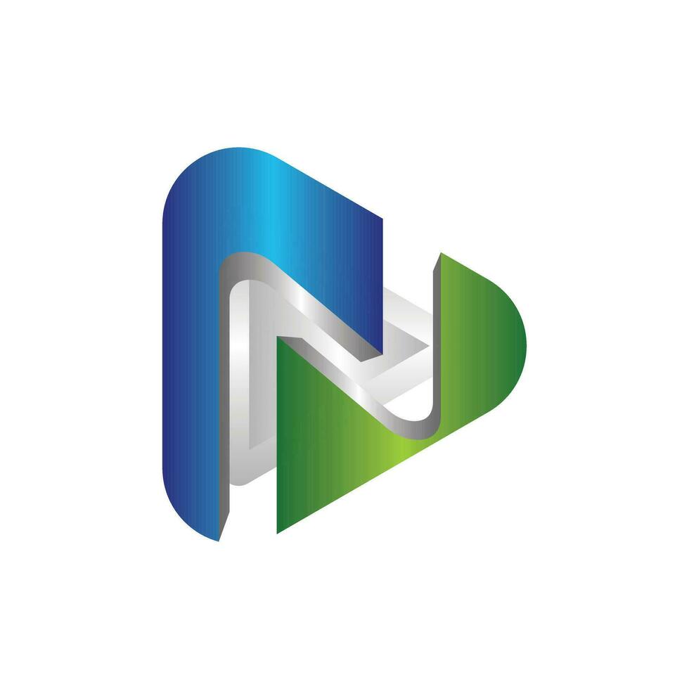 Brief n Medien abspielen Logo Design Vorlage, Brief n Logo Design 3d Stil, geeignet zum Ihre Unternehmen vektor