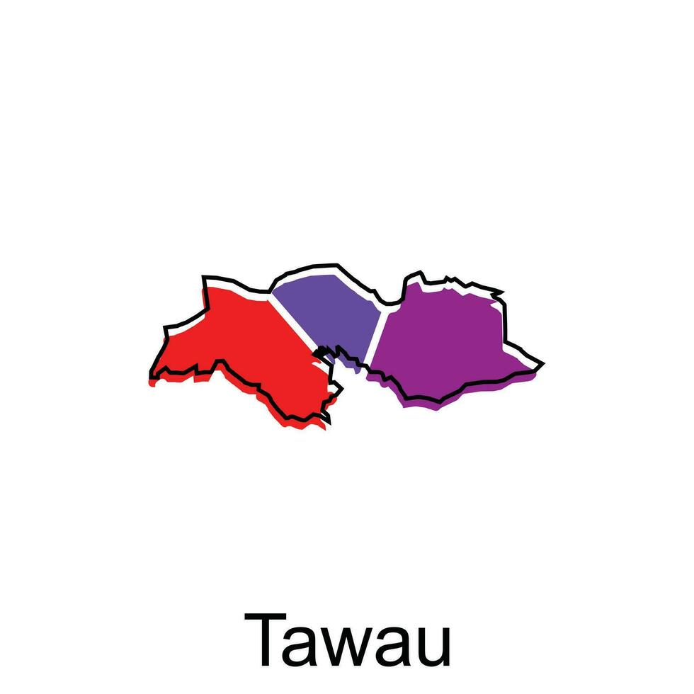 Karta stad av tawau vektor design, malaysia Karta med gränser, städer. logotyp element för mall design