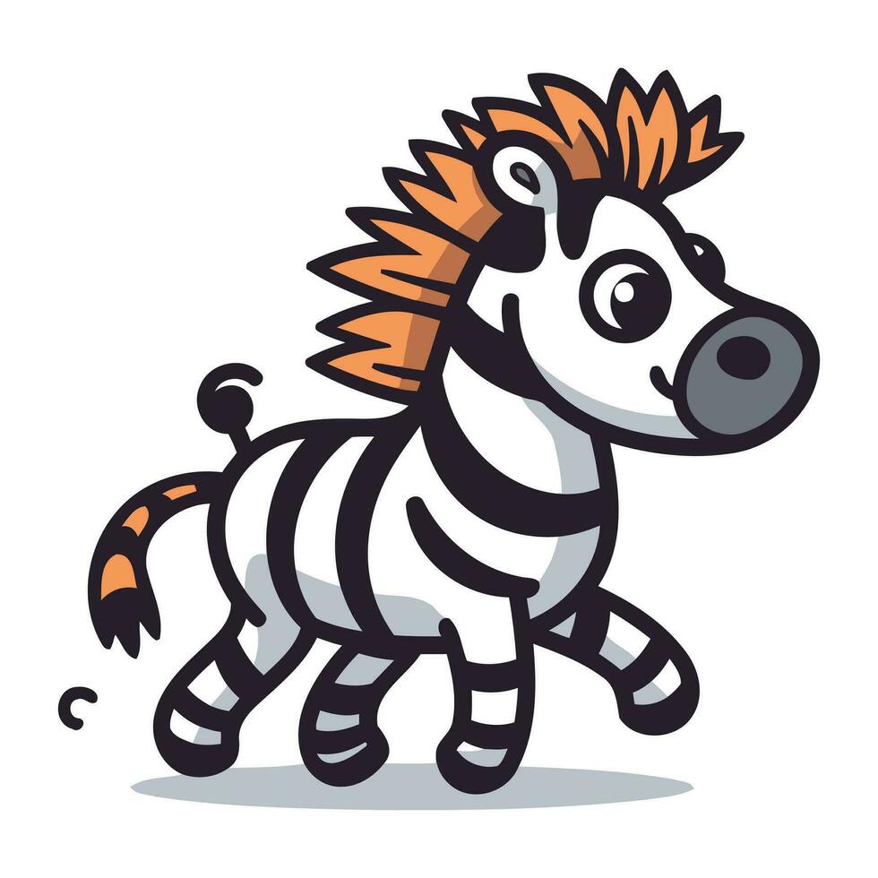süß Karikatur Zebra isoliert auf Weiß Hintergrund. Vektor Illustration.