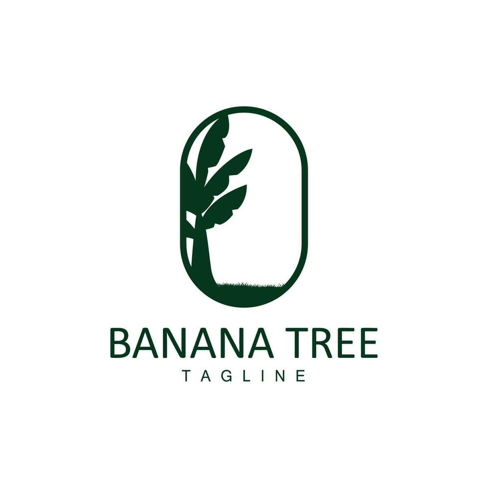 banan träd logotyp, tropisk frukt växt platt silhuett mall illustration design vektor