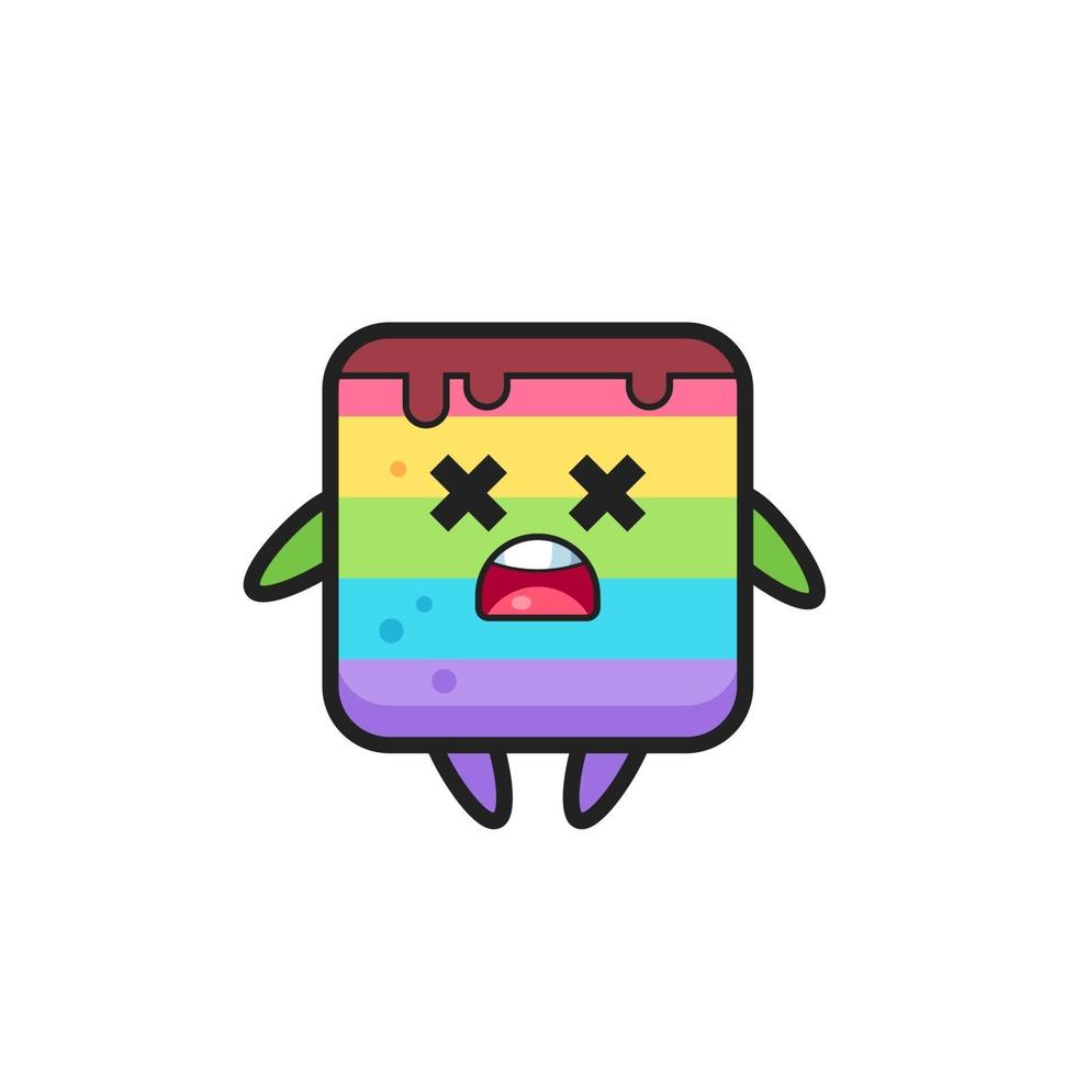 der tote Regenbogenkuchen-Maskottchen-Charakter vektor