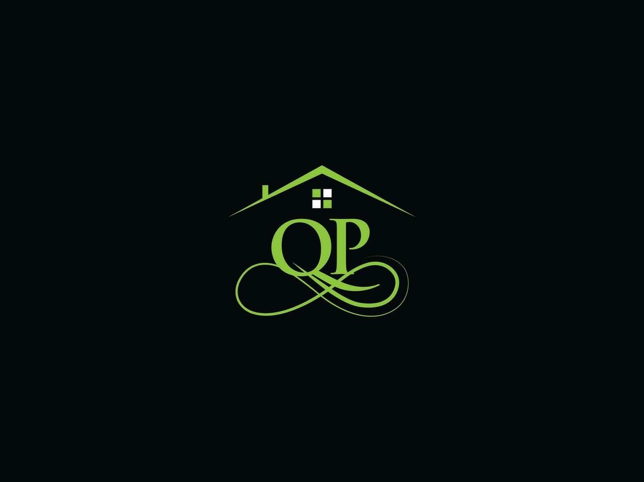 minimalistisch qp Luxus Haus Logo, echt Nachlass qp Logo Symbol zum Gebäude Geschäft vektor