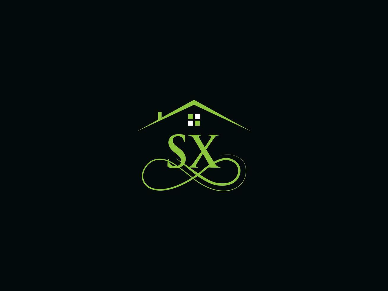 echt Nachlass sx Luxus Logo, minimalistisch Gebäude sx Logo Symbol zum Haus vektor