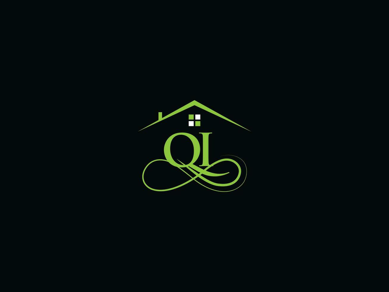 minimalistisk qi lyx hus logotyp, verklig egendom qi logotyp ikon för byggnad företag vektor