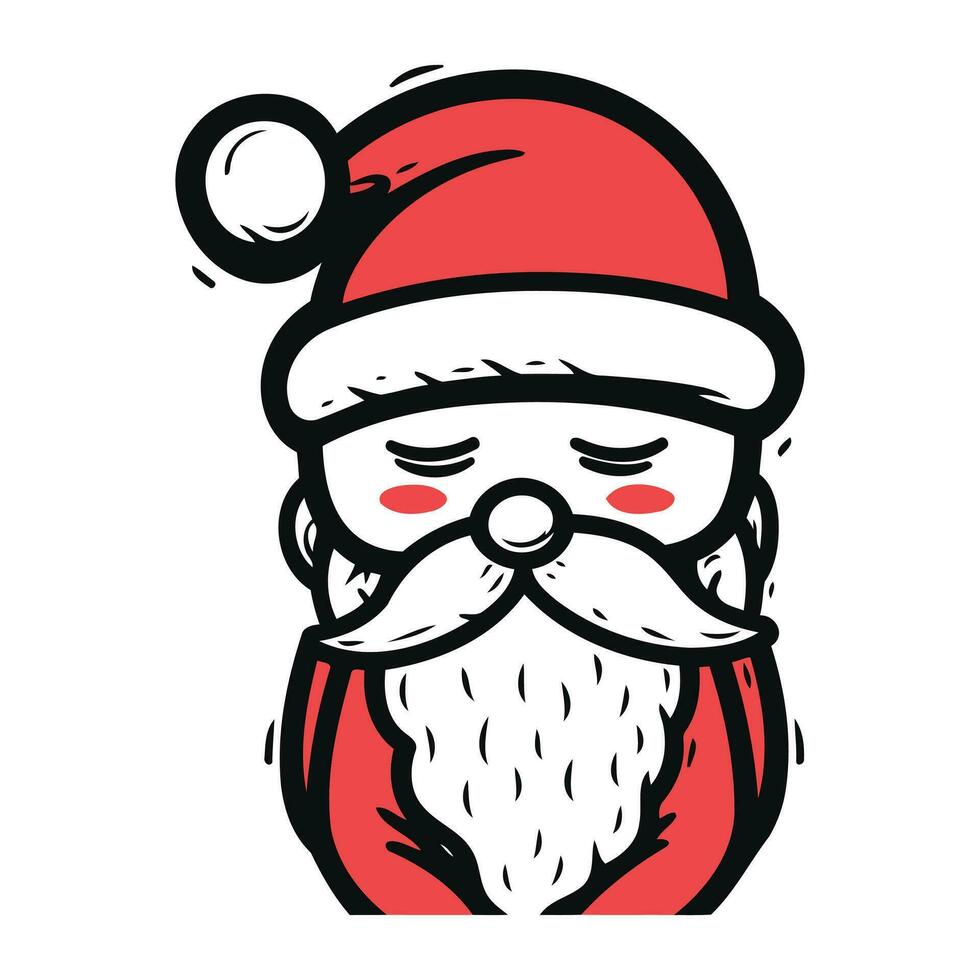 Santa claus Gesicht mit Bart und Schnurrbart. Vektor Illustration.