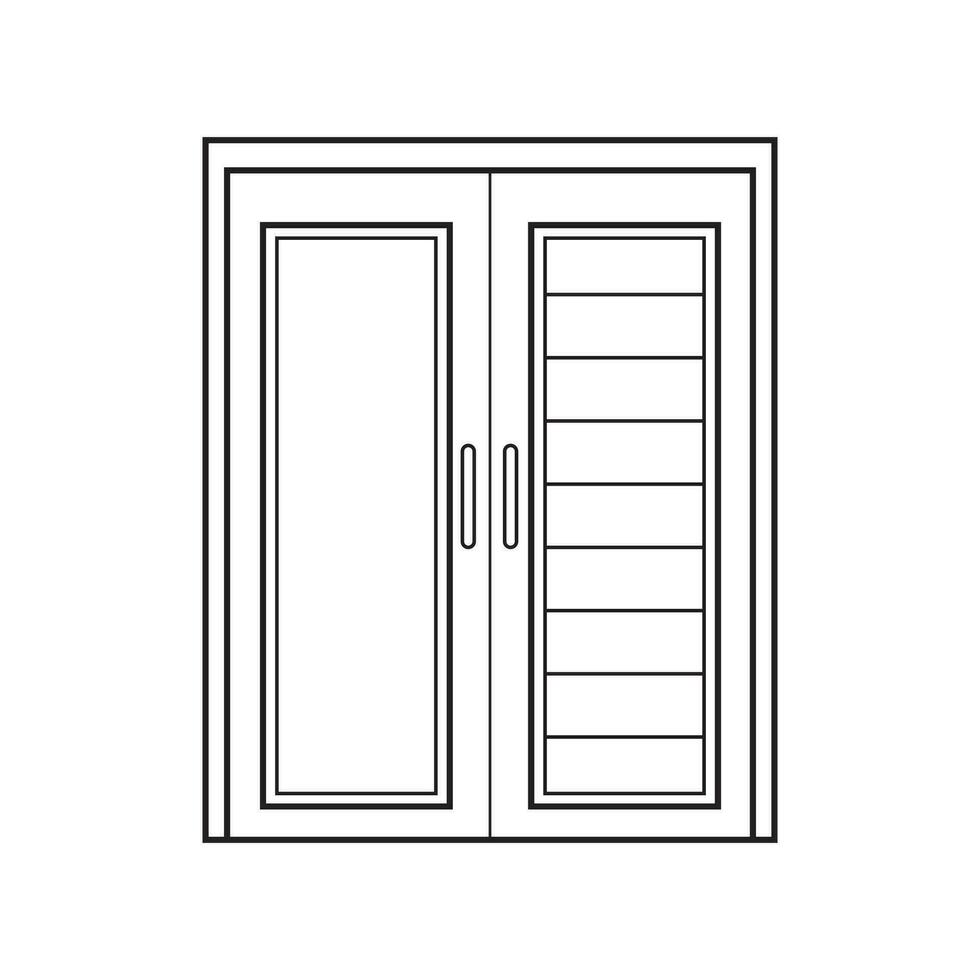 hand dragen barn teckning vektor illustration halv bricka dubbel- dörr isolerat på vit bakgrund