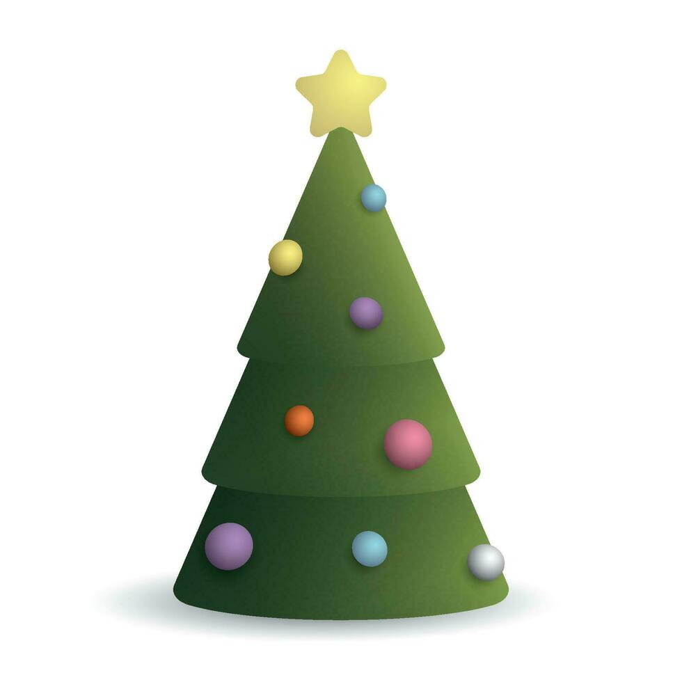 3d geometrisk form som dekorerad jul träd isolerat på vit bakgrund vektor illustration.