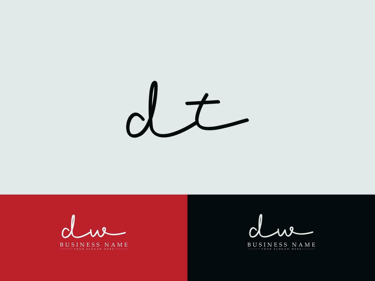 minimalistisk dt signatur logotyp, första dt företag logotyp brev vektor