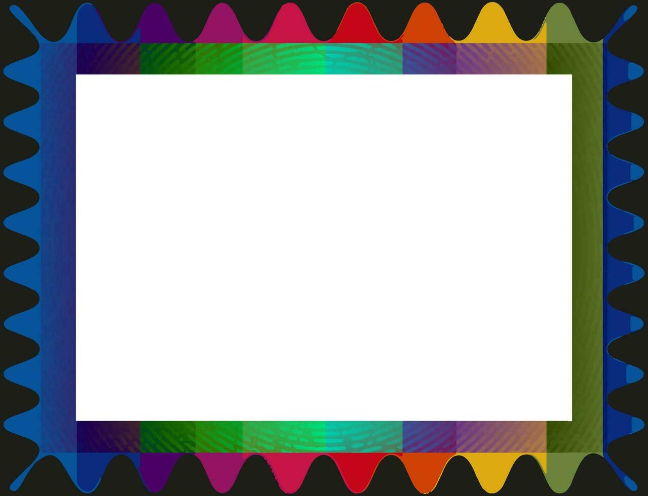 ein bunt Rahmen mit ein Weiß Grenze, abstrakt Regenbogen Rahmen auf ein schwarz Hintergrund mit Platz zum Ihre Text und Foto zum Extras bewirken vektor