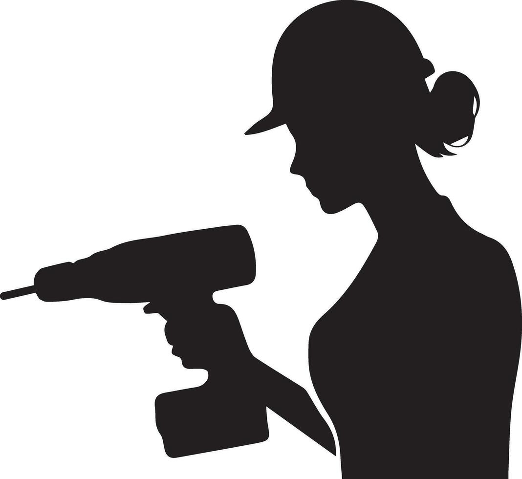 weiblich Arbeiter Vektor Silhouette Illustration schwarz Farbe