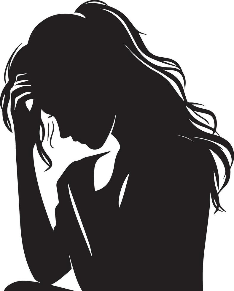 Stress Frau Vektor Silhouette Illustration schwarz Farbe