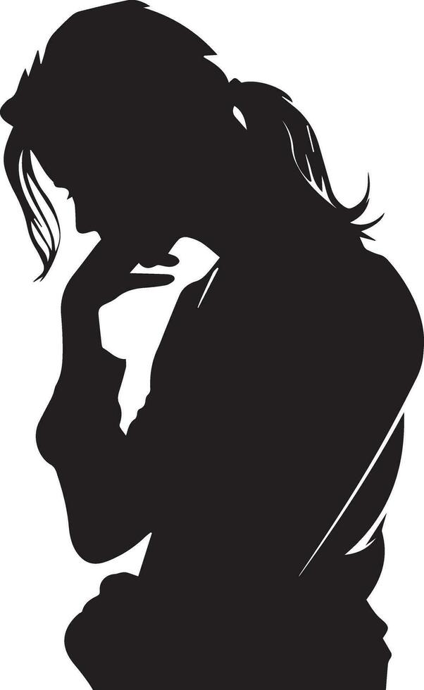 Stress Frau Vektor Silhouette Illustration schwarz Farbe