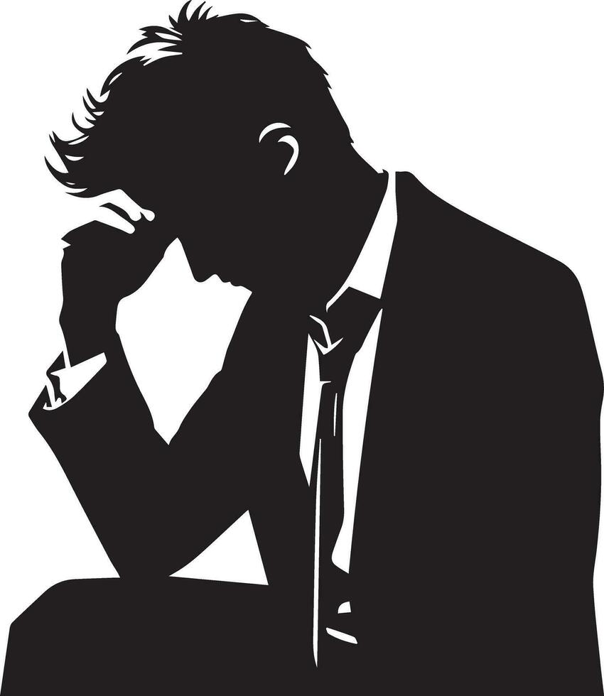 Stress Mann Vektor Silhouette Illustration, verärgert Mann Vektor