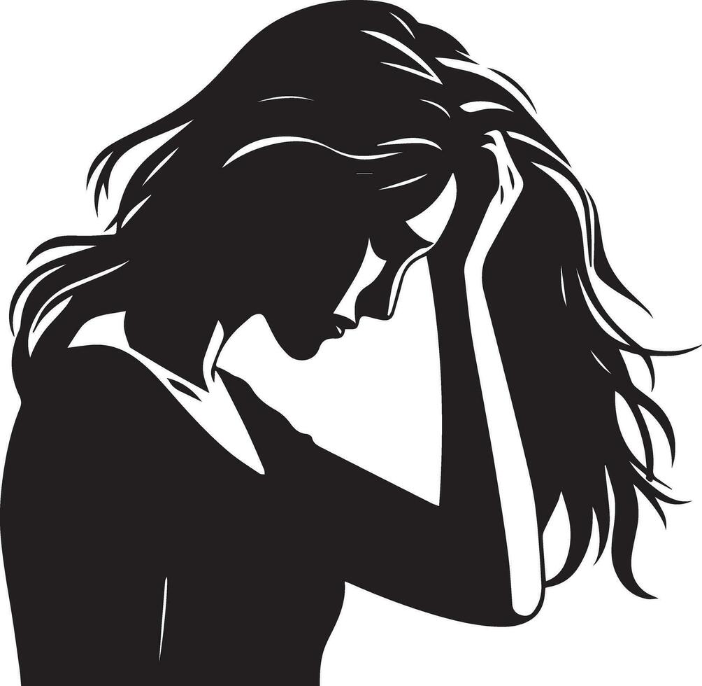 Stress Frau Vektor Silhouette Illustration schwarz Farbe