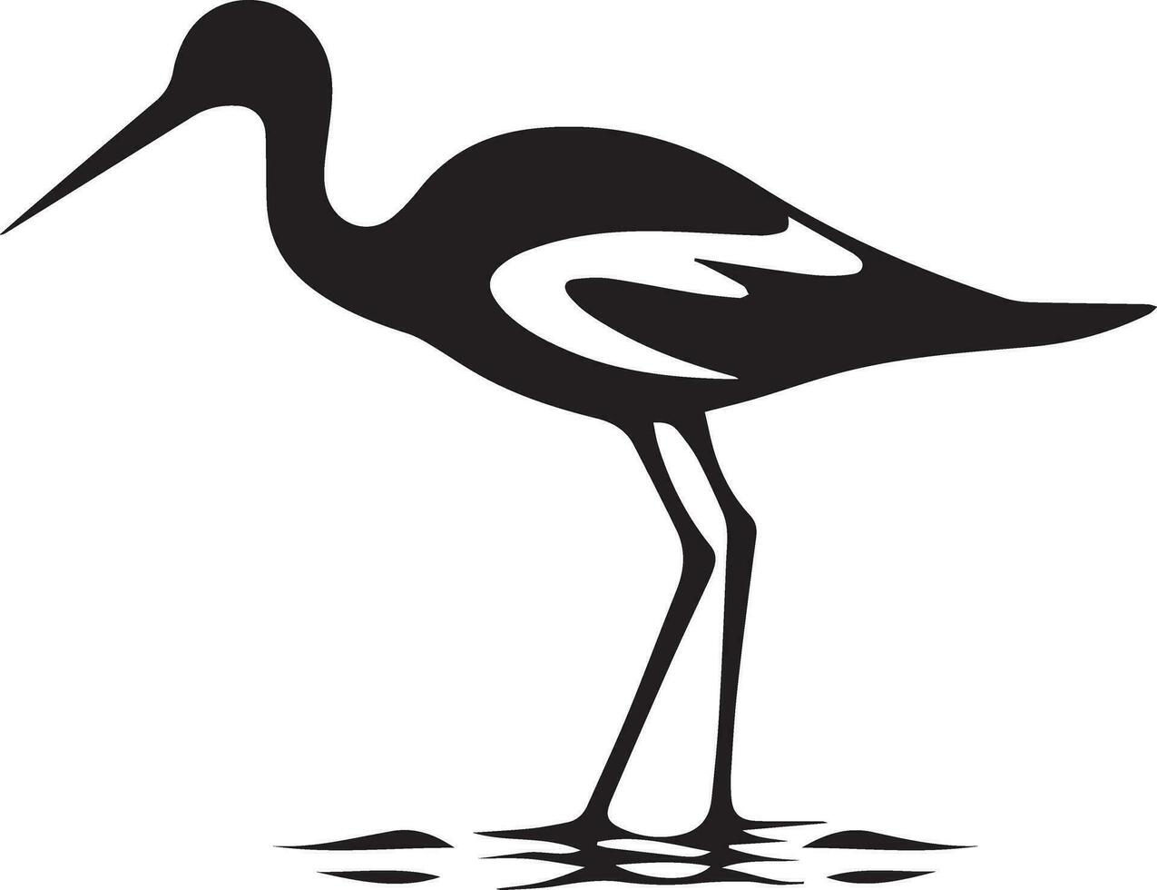 avocet fågel vektor silhuett illustration svart Färg