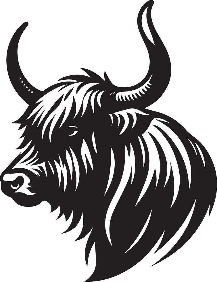 Yak Tier Vektor Silhouette Illustration schwarz Farbe