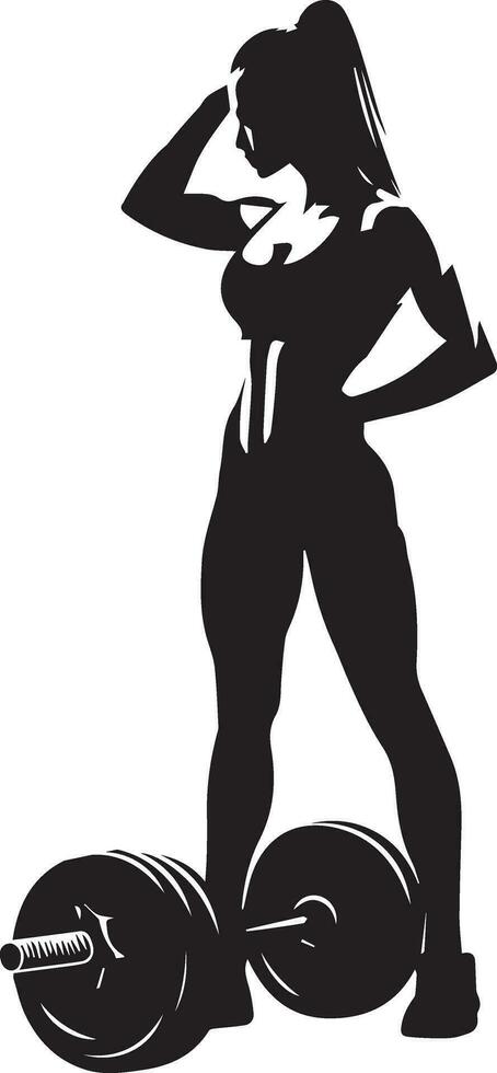 kvinna håller på med Gym vektor silhuett illustration svart Färg