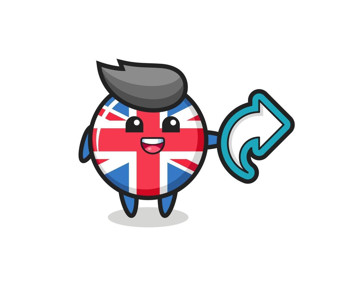 söt Storbritannien flagga märke hålla sociala medier dela symbol vektor