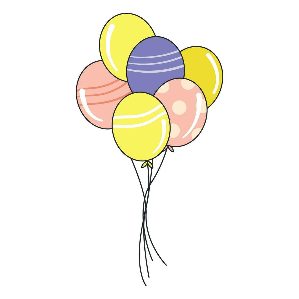 vektor färgrik knippa av glansig ballonger isolerat på vit bakgrund