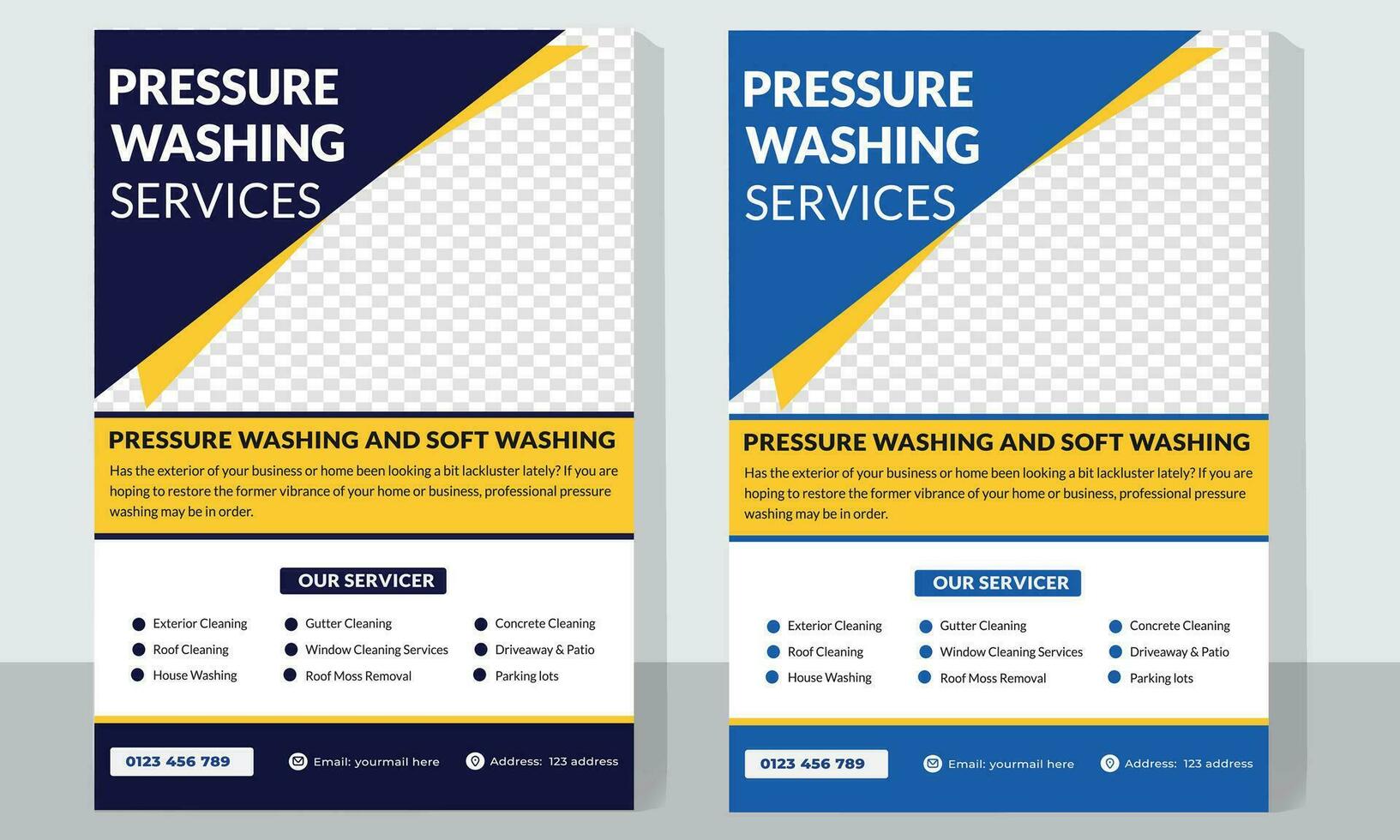 reklam tryck tvättning och rengöring service baner design, fönster tvättning flygblad vektor