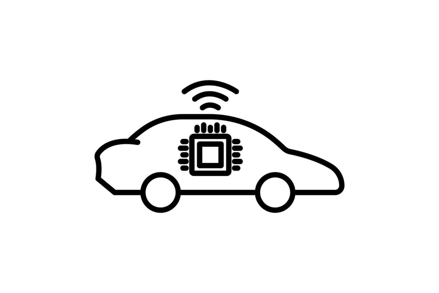 autonom Auto Symbol. Symbol verbunden zu Gerät, künstlich Intelligenz. Linie Symbol Stil. einfach Vektor Design editierbar