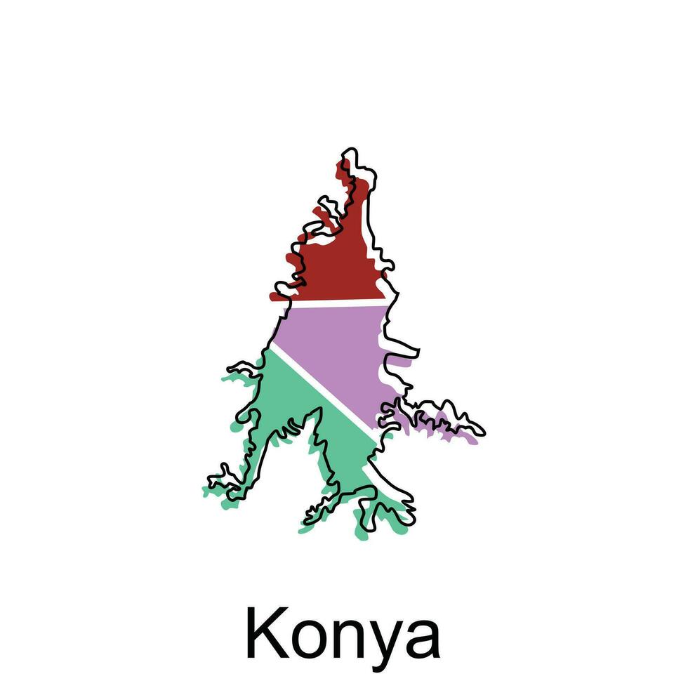 Karte Stadt von konya Design, Vektor Vorlage mit Gliederung Grafik skizzieren Stil isoliert auf Weiß Hintergrund