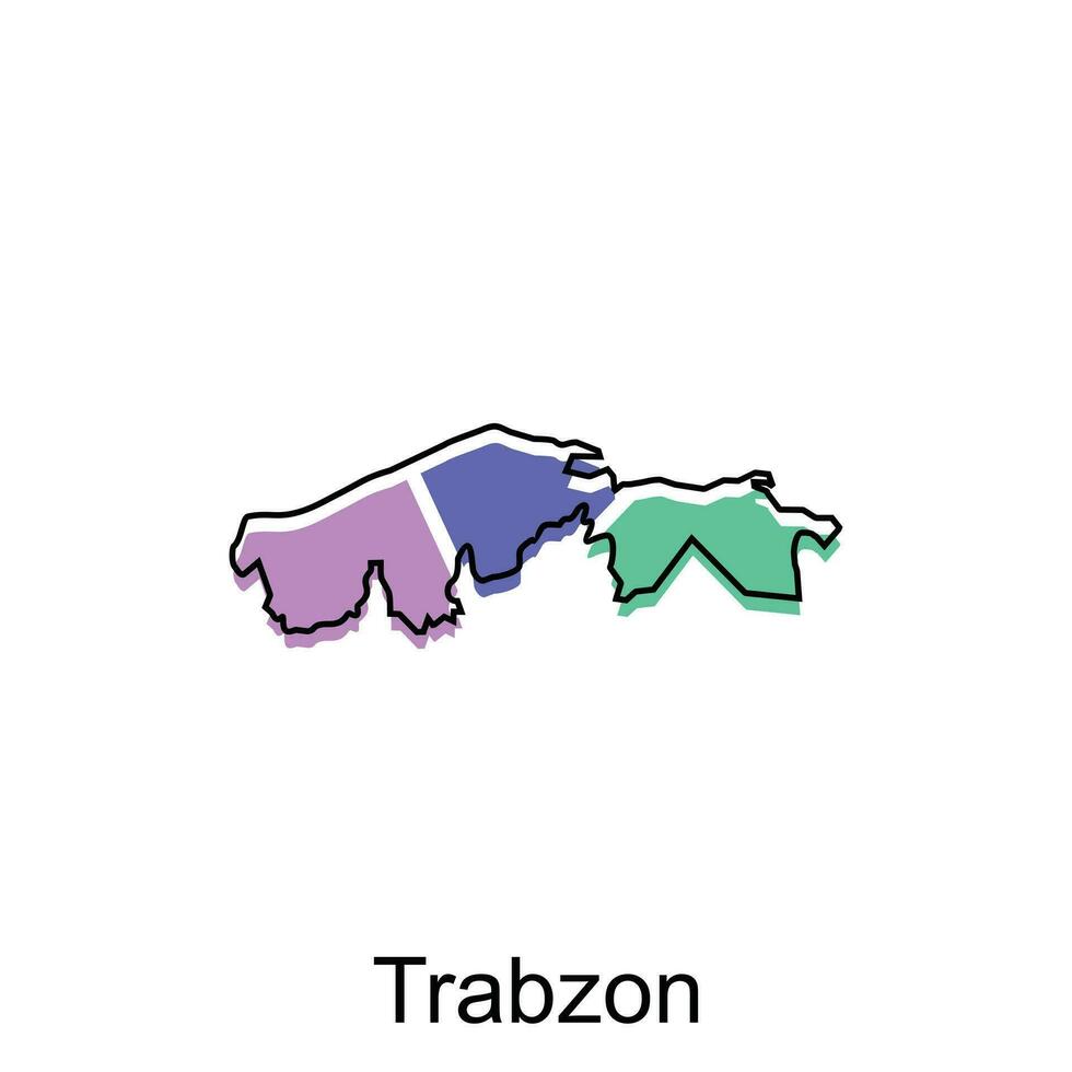 Karte Stadt von Trabzon Design, Vektor Vorlage mit Gliederung Grafik skizzieren Stil isoliert auf Weiß Hintergrund