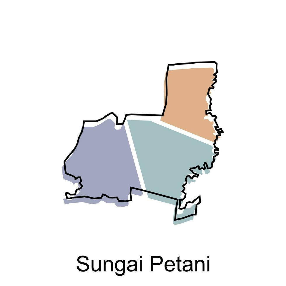 Karte Stadt von singai petani Vektor Design Vorlage, Infografik Vektor Karte Illustration auf ein Weiß Hintergrund.