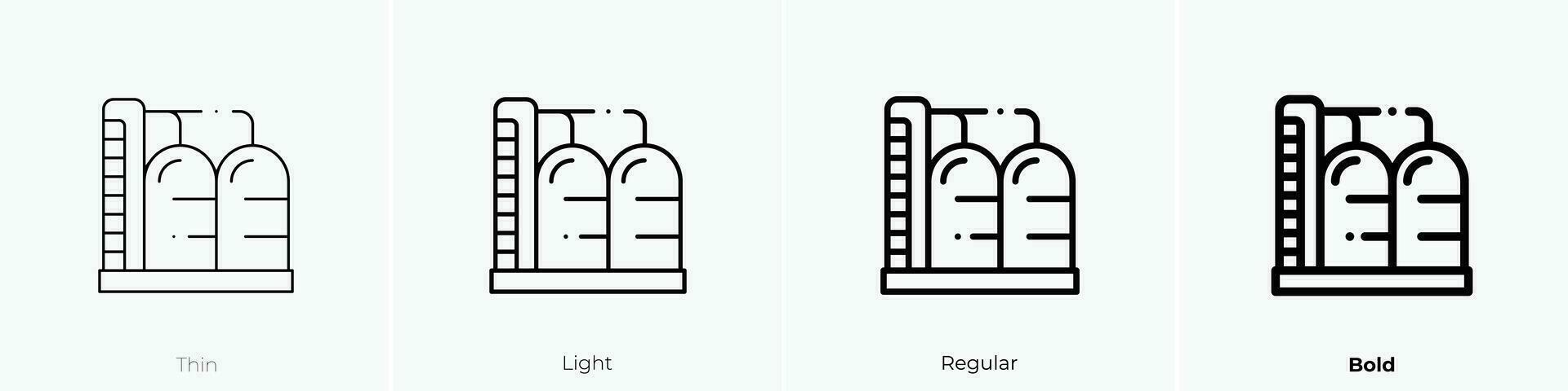 raffinaderi ikon. tunn, ljus, regelbunden och djärv stil design isolerat på vit bakgrund vektor