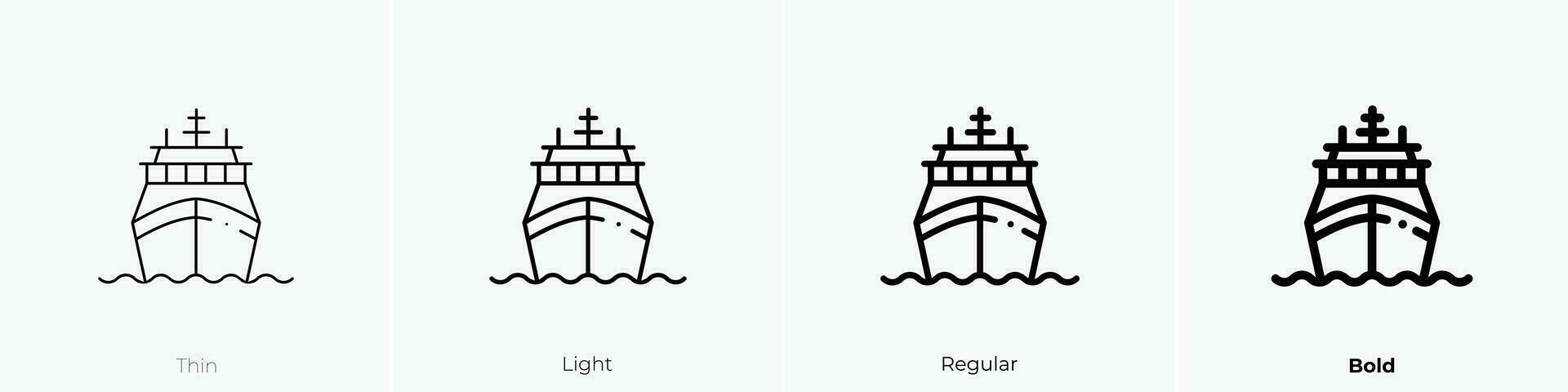 Schiff Symbol. dünn, Licht, regulär und Fett gedruckt Stil Design isoliert auf Weiß Hintergrund vektor