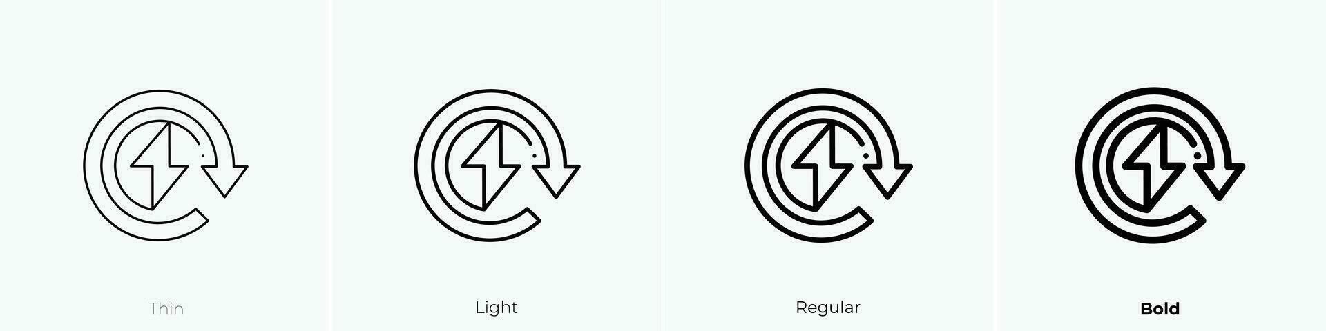 verlängerbar Energie Symbol. dünn, Licht, regulär und Fett gedruckt Stil Design isoliert auf Weiß Hintergrund vektor