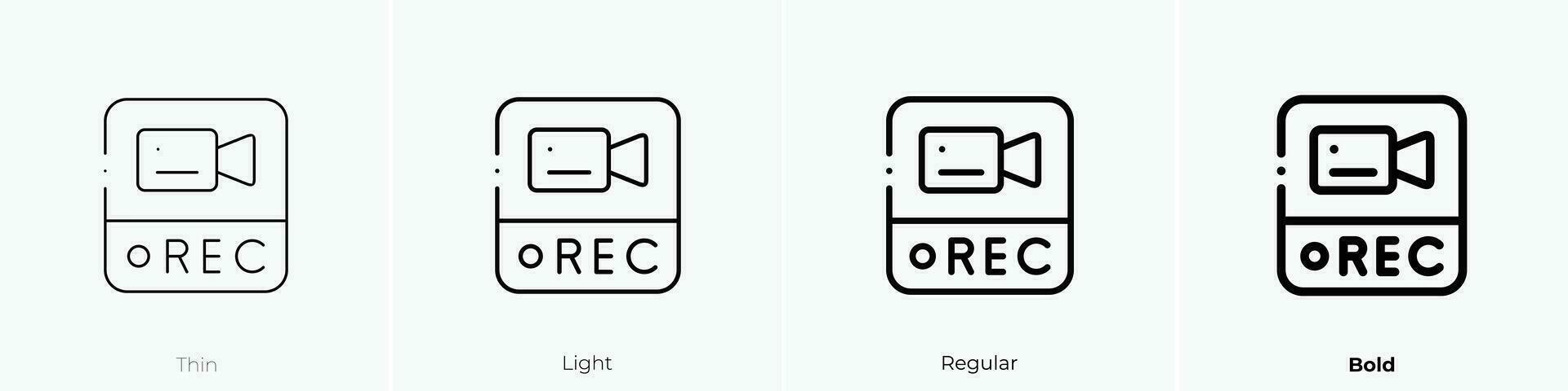 rec ikon. tunn, ljus, regelbunden och djärv stil design isolerat på vit bakgrund vektor